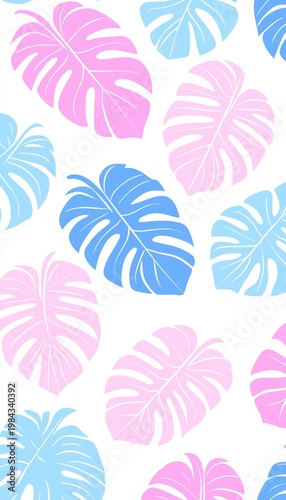 Tropical Foliage Pattern with Pastel Colors, Elegant Spring Design Featuring Soft, Romantic Elements