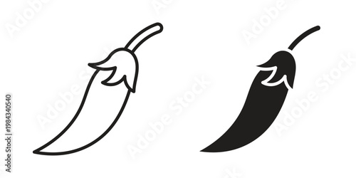 Chili icon, thin line symbol, editable stroke eps 10