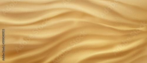 Sandy beach or desert pattern with natural sand texture, top view realistic vector background. Seaside wavy ground surface for summer design. Summer shore dunes with particle, ocean bottom
