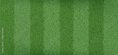 Realistic striped green grass field top view. Vector illustration of soccer pitch turf, seamless stadium lawn texture for sports playground, synthetic carpet pattern