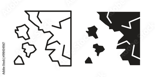 Cliff icon, thin line symbol, editable stroke eps 10