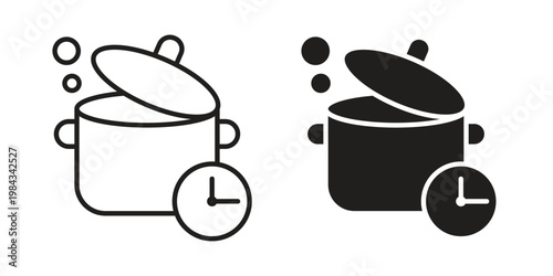 Cooking time icon, thin line symbol, editable stroke eps 10