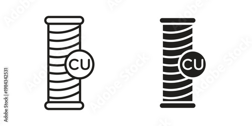 Copper icon, thin line symbol, editable stroke eps 10