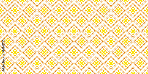 Yellow and gold vintage thai ornaments seamless pattern for textiles design 