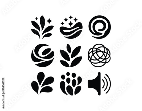 Minimal Organic Nature Icons Set – Eco Wellness Botanical Vector Collection