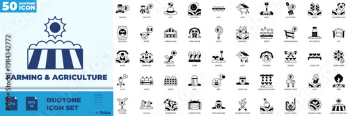 Farming And Agriculture Duotone Editable Icons set