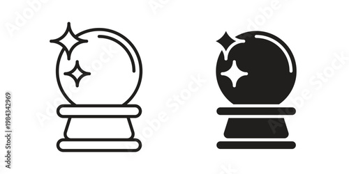 Crystal ball icon, thin line symbol, editable stroke eps 10
