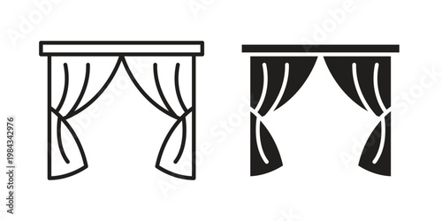 Curtains icon, thin line symbol, editable stroke eps 10