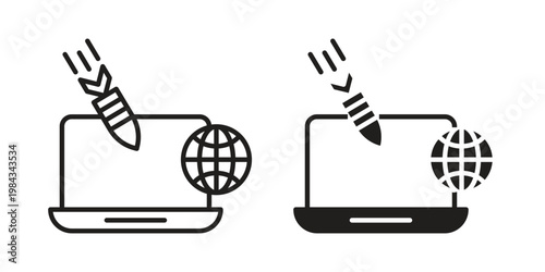 Ddos icon, thin line symbol, editable stroke eps 10