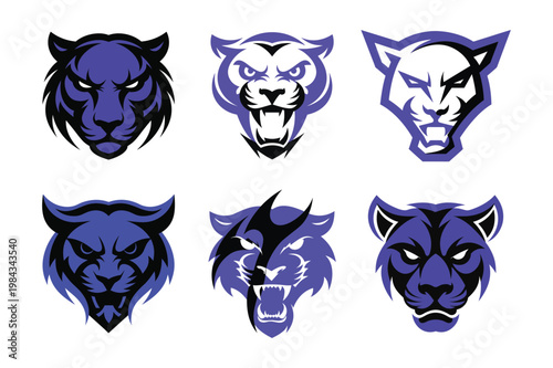 A set of stealthy panther head logo icons.