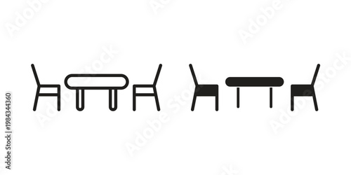 Dinner table icon, thin line symbol, editable stroke eps 10