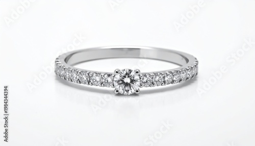 Diamond Engagement Ring with White Gold Band.
