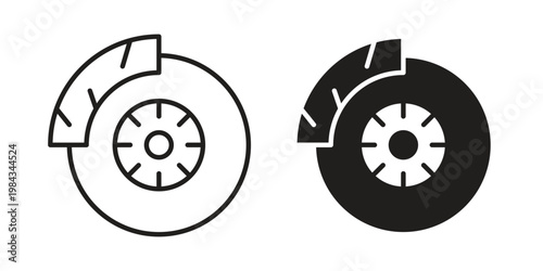 Disk brake icon, thin line symbol, editable stroke eps 10