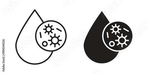 Dirty water drop icon, thin line symbol, editable stroke eps 10