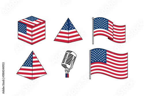 Celebrating flag day patriotic american flags symbolic elements for national pride