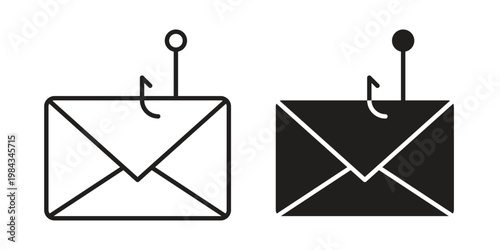Email phishing icon, thin line symbol, editable stroke eps 10