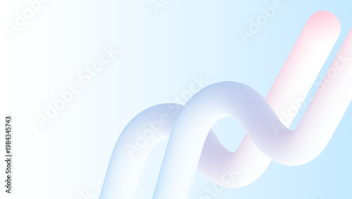 淡い水色とピンクのグラデーションに立体チューブの曲線ラインを左側に配置したシンプルなフレーム背景 ビジネスや資料に使いやすい横長16対9
