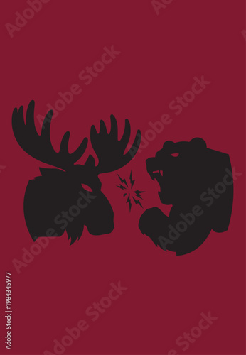 vector illustration of a dear and bear.