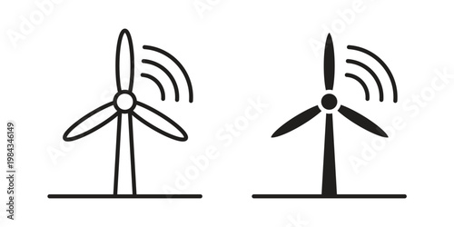 Eolic energy icon, thin line symbol, editable stroke eps 10