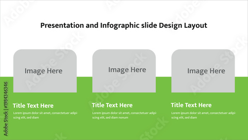 Presentation slide with three image placeholders and a green lower text banner