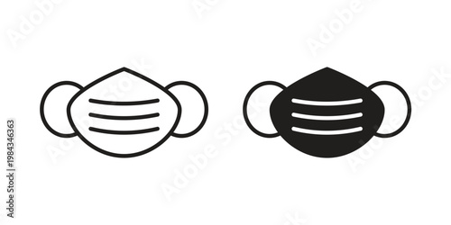Face mask icon, thin line symbol, editable stroke eps 10