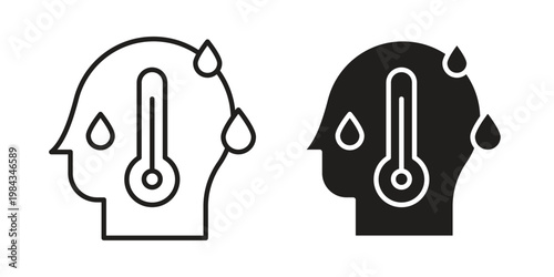 Fever icon, thin line symbol, editable stroke eps 10