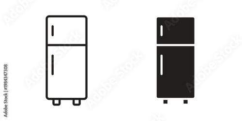 Fridge icon, thin line symbol, editable stroke eps 10