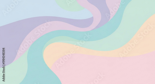 A colorful abstract vector graphic with swirling pastel shapes and smooth curves