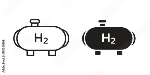 Hydrogen gas tank icon, thin line symbol, editable stroke eps 10