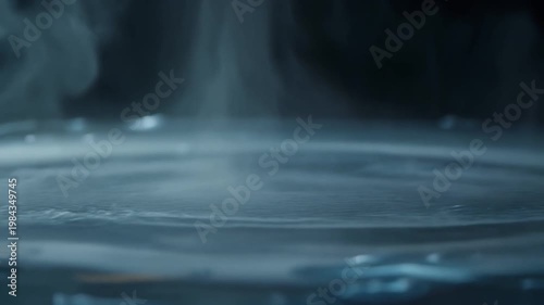 Water Ripple Surface With Soft Mist In Slow Motion