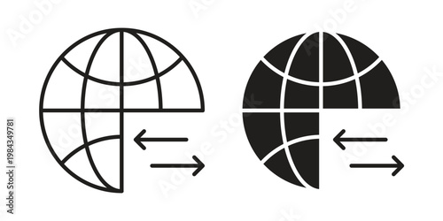 Import and export icon, thin line symbol, editable stroke eps 10