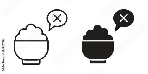 Lack of appsetite icon, thin line symbol, editable stroke eps 10