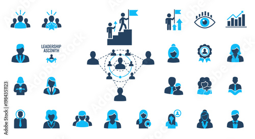 Group of professionals collaborating in a digital networking and teamwork concept illustration.