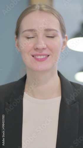 Wallpaper Mural Businesswoman Talking on Online Video Call, Vertical Video Torontodigital.ca