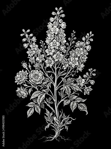 wholly flowering plant sketch drawing art