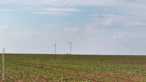 view of turbine green energy electricity, windmill for electric power production, Wind turbines generating electricity