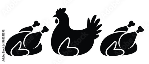 Black of three stylized rabbits with geometric bodies