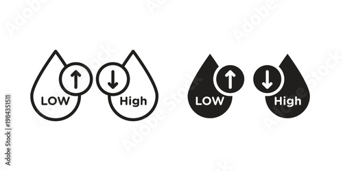 Low and high cholesterol icon, thin line symbol, editable stroke eps 10