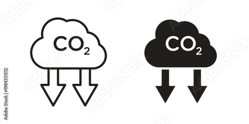 Low carbon dioxide icon, thin line symbol, editable stroke eps 10