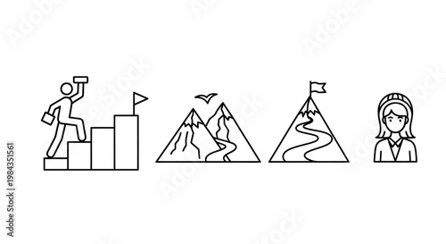 A Sequential Journey: Beginning a Quest, Climbing Peaks, and a Traveler.