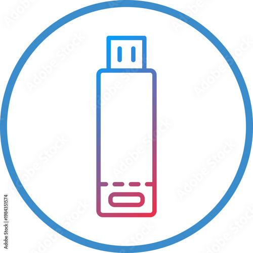 USB Stick Line Icon Style