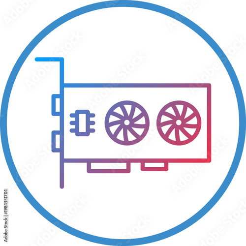 Graphics Card Line Icon Style