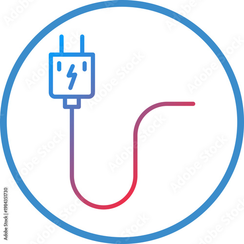 Power Plug Line Icon Style