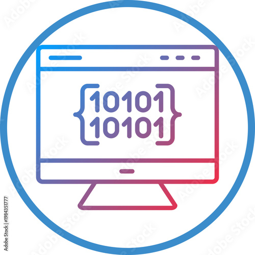 Binary Code Line Icon Style