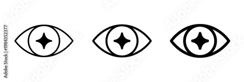 AI Vision Icon. Eye with AI Stars, Smart Insight and Recognition Concept