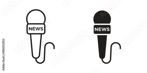 News microphone icon, thin line symbol, editable stroke eps 10