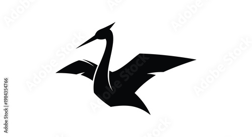 A striking black silhouette of a prehistoric pterodactyl in flight wings outstretched capturing a sense of ancient power silhouette high quality
