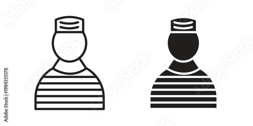 Prisoner icon, thin line symbol, editable stroke eps 10