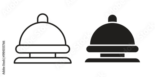 Reception bell icon, thin line symbol, editable stroke eps 10