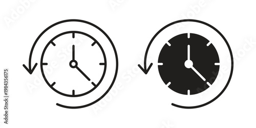 Rewind time icon, thin line symbol, editable stroke eps 10